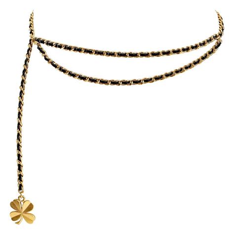 chanel black clover necklace|Chanel Clover Chain .